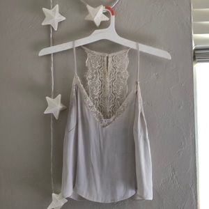 White Camisole with Button-Up Lace Back